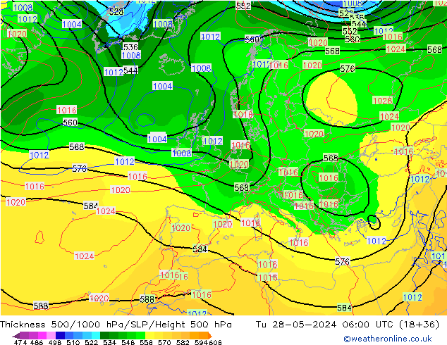 Thck 500-1000hPa ECMWF mar 28.05.2024 06 UTC