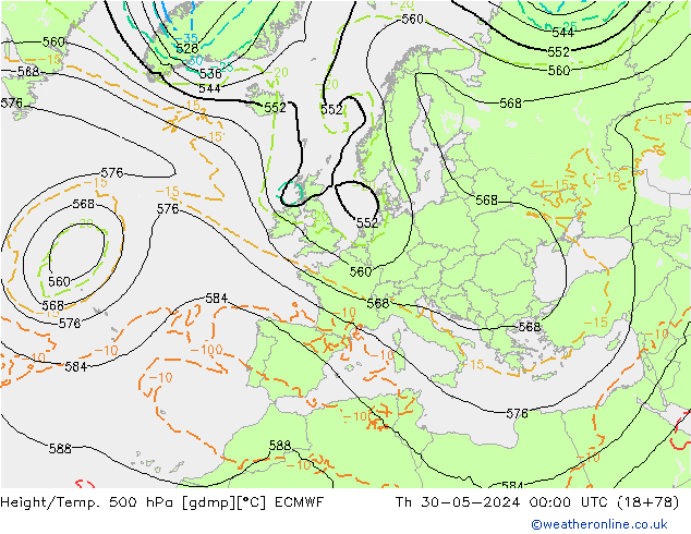 Z500/Rain (+SLP)/Z850 ECMWF jeu 30.05.2024 00 UTC