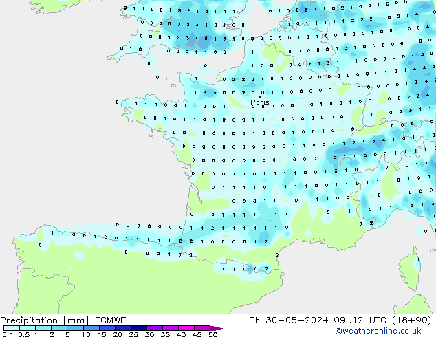 Precipitation ECMWF Th 30.05.2024 12 UTC