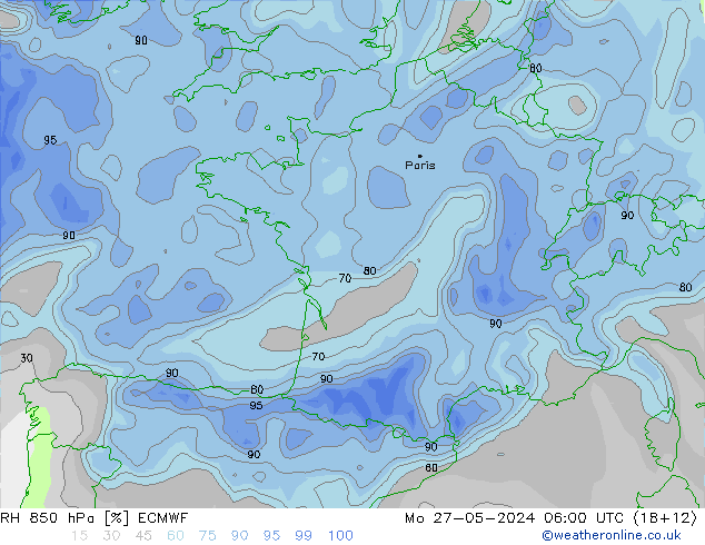 RH 850 hPa ECMWF Mo 27.05.2024 06 UTC