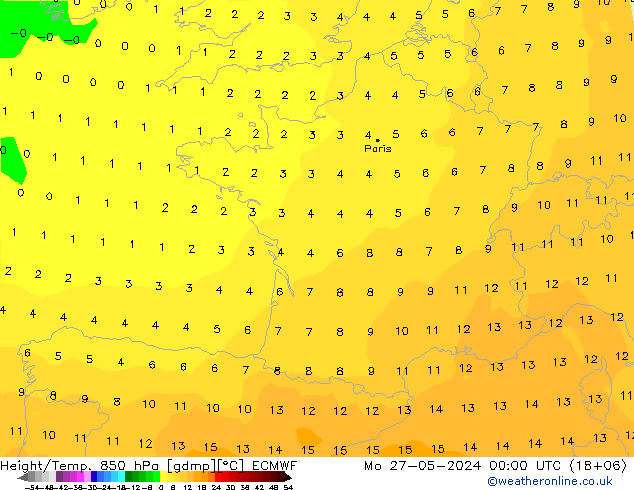 Z500/Rain (+SLP)/Z850 ECMWF пн 27.05.2024 00 UTC