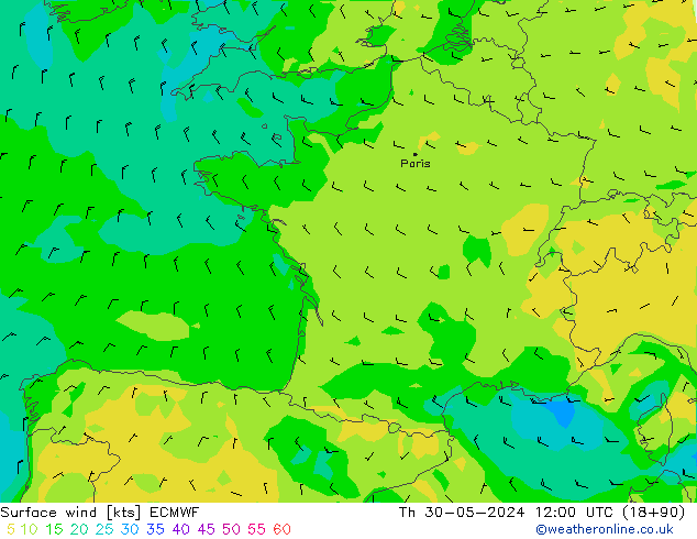 Bodenwind ECMWF Do 30.05.2024 12 UTC