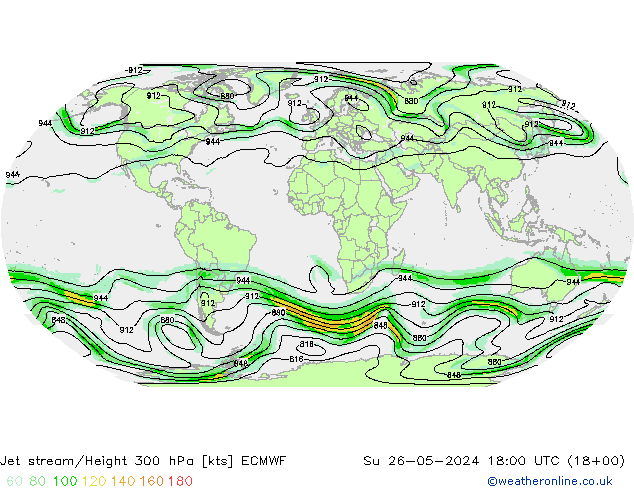 Jet Akımları ECMWF Paz 26.05.2024 18 UTC