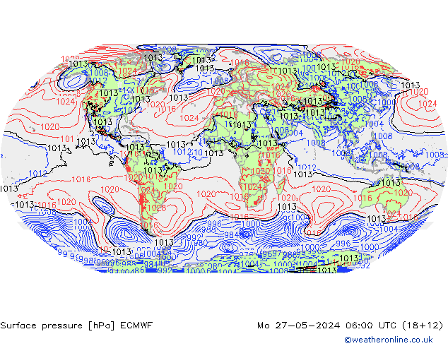 ciśnienie ECMWF pon. 27.05.2024 06 UTC