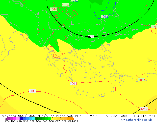 Thck 500-1000hPa ECMWF mer 29.05.2024 09 UTC