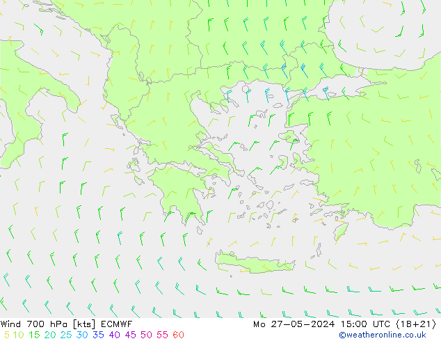 Wind 700 hPa ECMWF Mo 27.05.2024 15 UTC