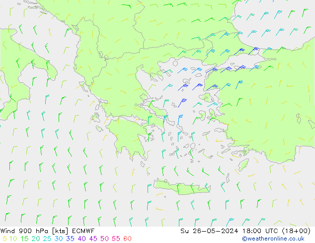 Vent 900 hPa ECMWF dim 26.05.2024 18 UTC