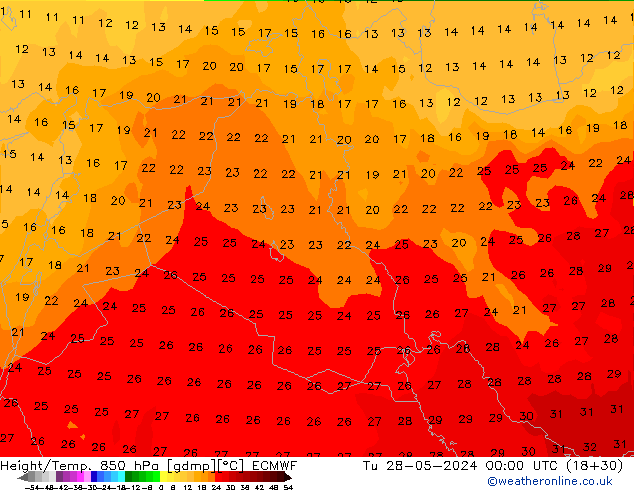 Z500/Rain (+SLP)/Z850 ECMWF mar 28.05.2024 00 UTC