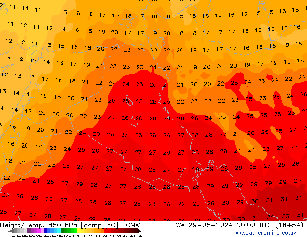 Z500/Rain (+SLP)/Z850 ECMWF We 29.05.2024 00 UTC