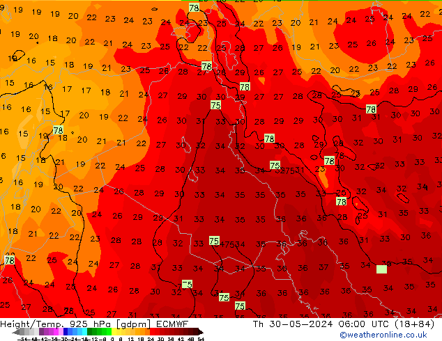 Height/Temp. 925 hPa ECMWF  30.05.2024 06 UTC