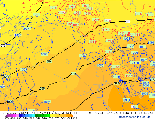 Thck 500-1000hPa ECMWF pon. 27.05.2024 18 UTC