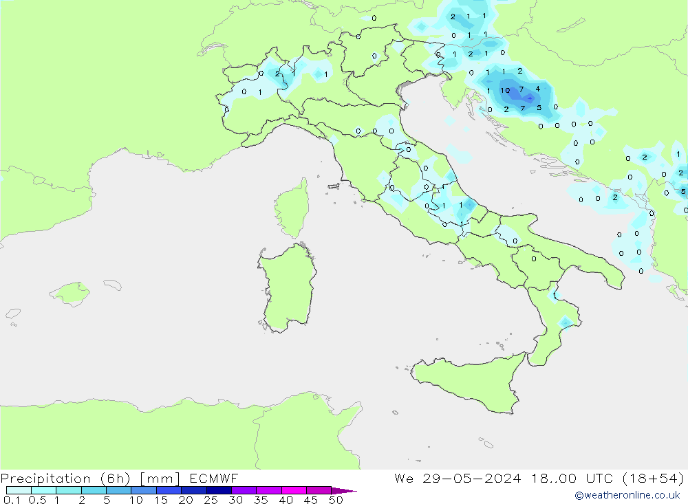 Z500/Yağmur (+YB)/Z850 ECMWF Çar 29.05.2024 00 UTC