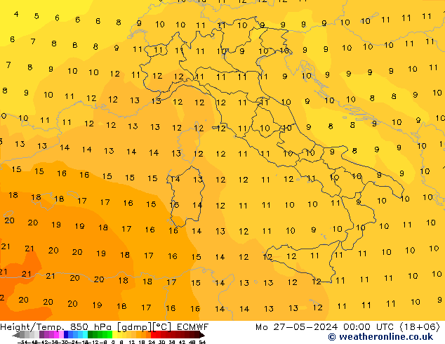 Z500/Yağmur (+YB)/Z850 ECMWF Pzt 27.05.2024 00 UTC