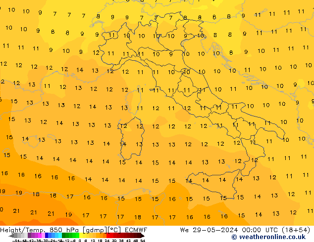 Z500/Rain (+SLP)/Z850 ECMWF mié 29.05.2024 00 UTC