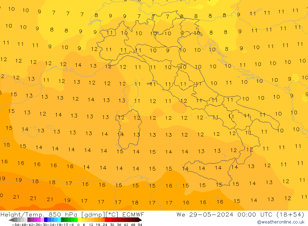 Z500/Yağmur (+YB)/Z850 ECMWF Çar 29.05.2024 00 UTC