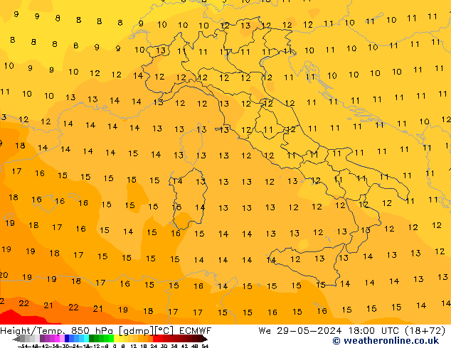 Z500/Rain (+SLP)/Z850 ECMWF mié 29.05.2024 18 UTC