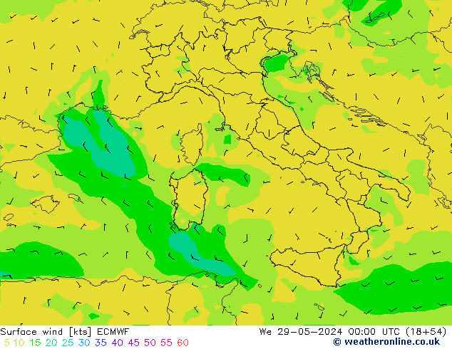 Rüzgar 10 m ECMWF Çar 29.05.2024 00 UTC