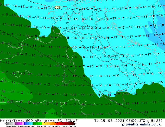 Z500/Rain (+SLP)/Z850 ECMWF Tu 28.05.2024 06 UTC