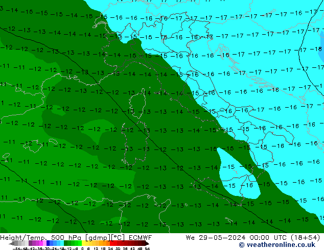 Z500/Rain (+SLP)/Z850 ECMWF mié 29.05.2024 00 UTC