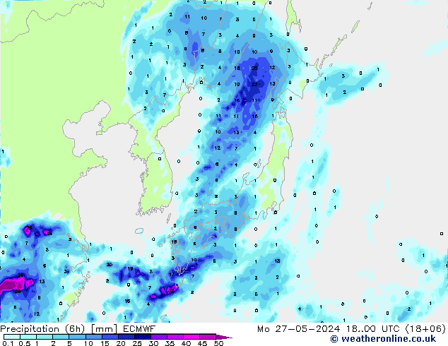 Z500/Rain (+SLP)/Z850 ECMWF Mo 27.05.2024 00 UTC