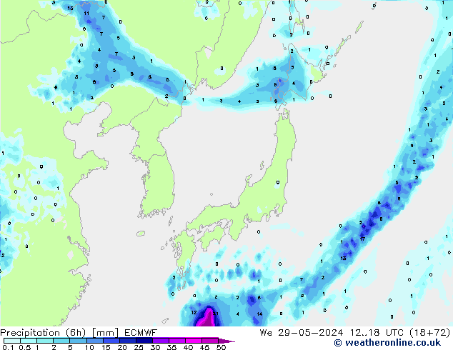 Z500/Rain (+SLP)/Z850 ECMWF Qua 29.05.2024 18 UTC