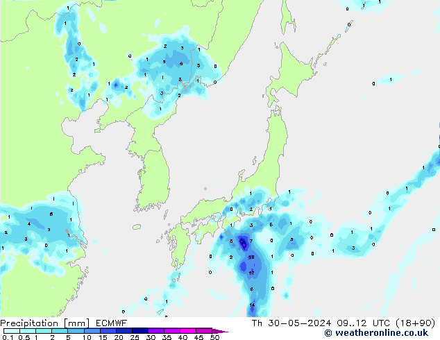 precipitação ECMWF Qui 30.05.2024 12 UTC