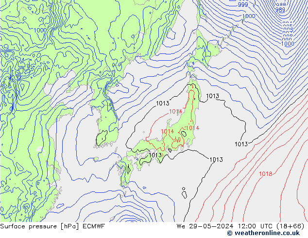 Atmosférický tlak ECMWF St 29.05.2024 12 UTC