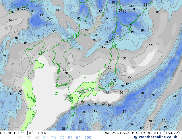 RV 850 hPa ECMWF wo 29.05.2024 18 UTC