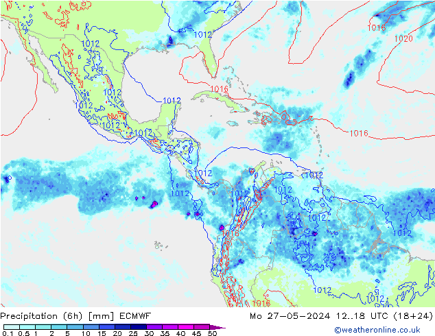 Z500/Rain (+SLP)/Z850 ECMWF Mo 27.05.2024 18 UTC