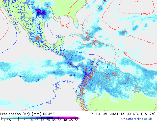 Z500/Rain (+SLP)/Z850 ECMWF czw. 30.05.2024 00 UTC