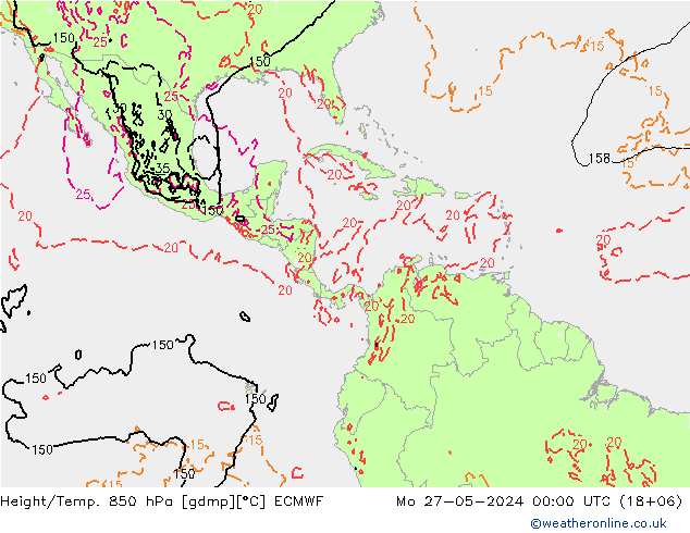 Z500/Rain (+SLP)/Z850 ECMWF pon. 27.05.2024 00 UTC