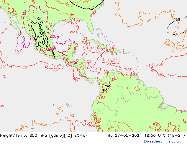 Z500/Rain (+SLP)/Z850 ECMWF Mo 27.05.2024 18 UTC