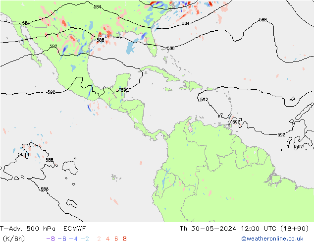 T-Adv. 500 hPa ECMWF Čt 30.05.2024 12 UTC