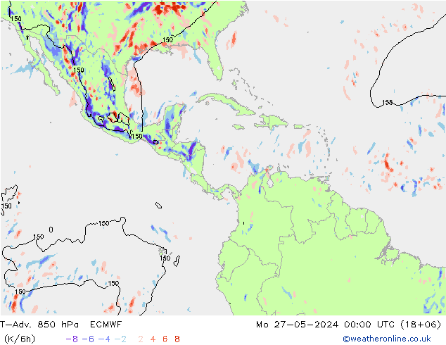 T-Adv. 850 hPa ECMWF lun 27.05.2024 00 UTC
