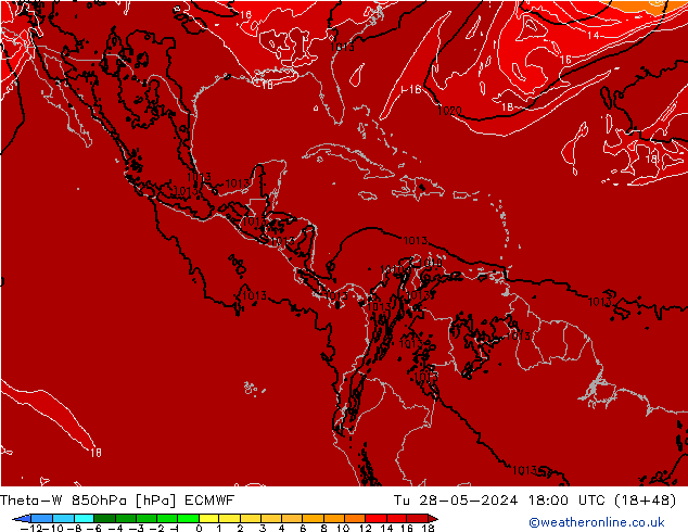 Theta-W 850hPa ECMWF  28.05.2024 18 UTC