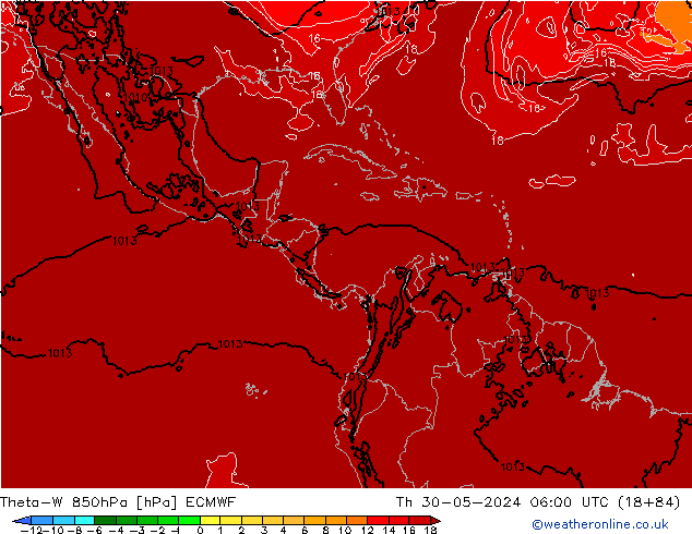 Theta-W 850hPa ECMWF Th 30.05.2024 06 UTC