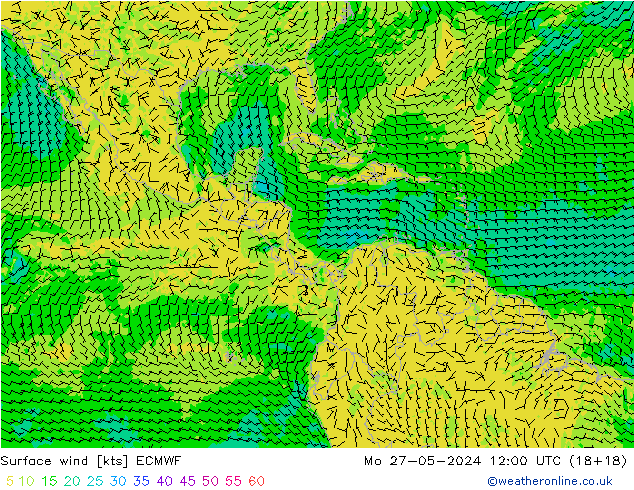 Surface wind ECMWF Mo 27.05.2024 12 UTC