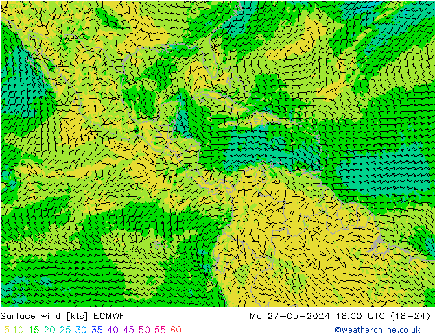 Bodenwind ECMWF Mo 27.05.2024 18 UTC