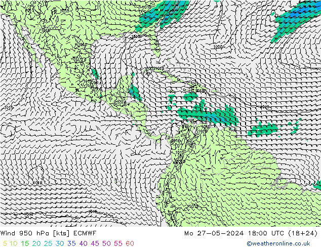 Vento 950 hPa ECMWF lun 27.05.2024 18 UTC