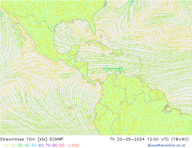 Streamlines 10m ECMWF Th 30.05.2024 12 UTC