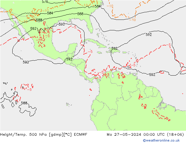 Z500/Rain (+SLP)/Z850 ECMWF Mo 27.05.2024 00 UTC