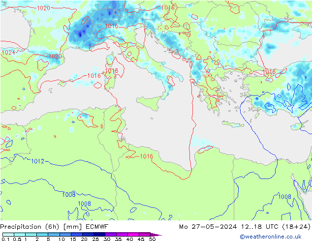 Z500/Yağmur (+YB)/Z850 ECMWF Pzt 27.05.2024 18 UTC