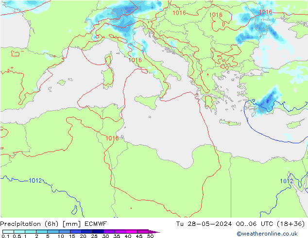 Precipitação (6h) ECMWF Ter 28.05.2024 06 UTC