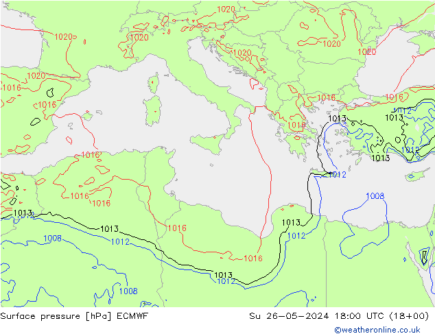 Surface pressure ECMWF Su 26.05.2024 18 UTC