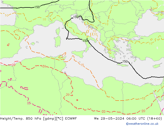 Z500/Rain (+SLP)/Z850 ECMWF  29.05.2024 06 UTC