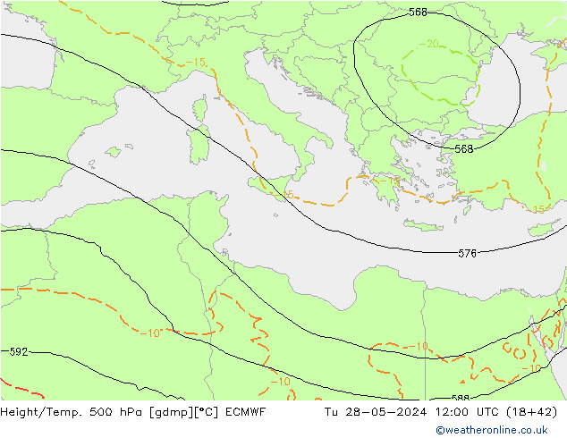 Height/Temp. 500 hPa ECMWF  28.05.2024 12 UTC