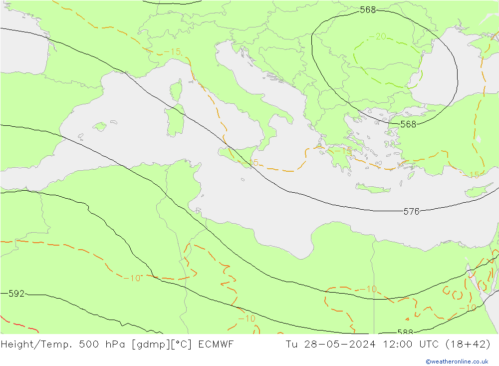 Z500/Rain (+SLP)/Z850 ECMWF mar 28.05.2024 12 UTC