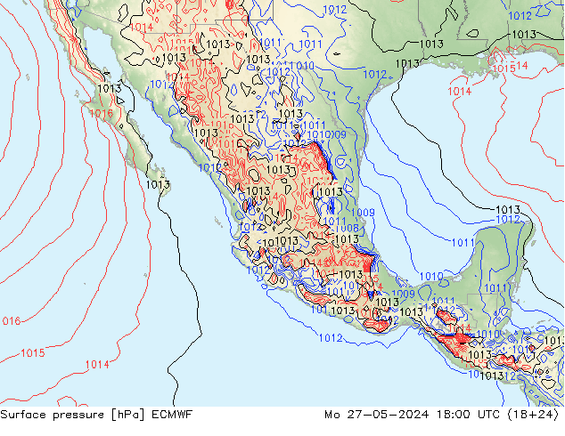 Surface pressure ECMWF Mo 27.05.2024 18 UTC