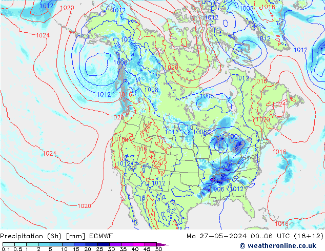 Z500/Rain (+SLP)/Z850 ECMWF Mo 27.05.2024 06 UTC