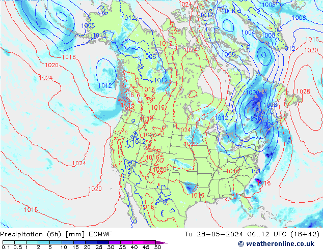 Z500/Rain (+SLP)/Z850 ECMWF Tu 28.05.2024 12 UTC